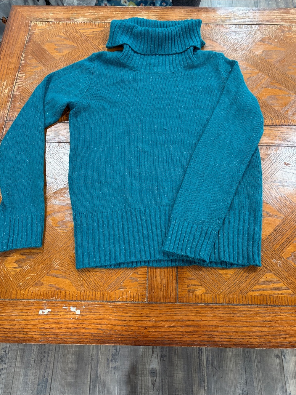Faded Glory Teal Ribbed Cowl Neck Sweater